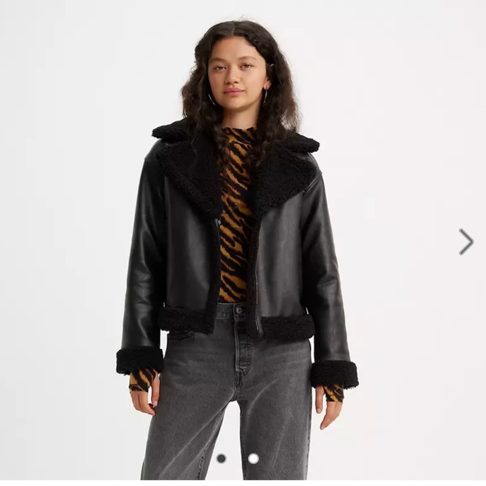 Levi’s XS leather Sherpa lined moto jacket NWT